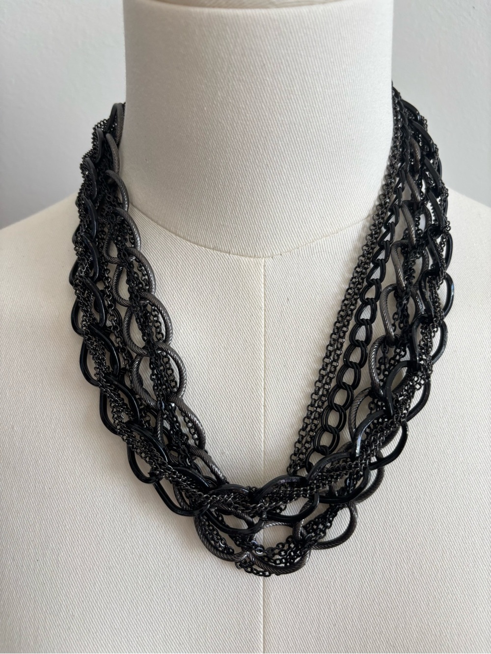Layered Black Multi-Chain Statement Necklace - Women Jewelry